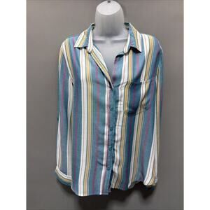 Velvet Heart Womens Striped Button Down Shirt Soft Top Blouse Sz Medium